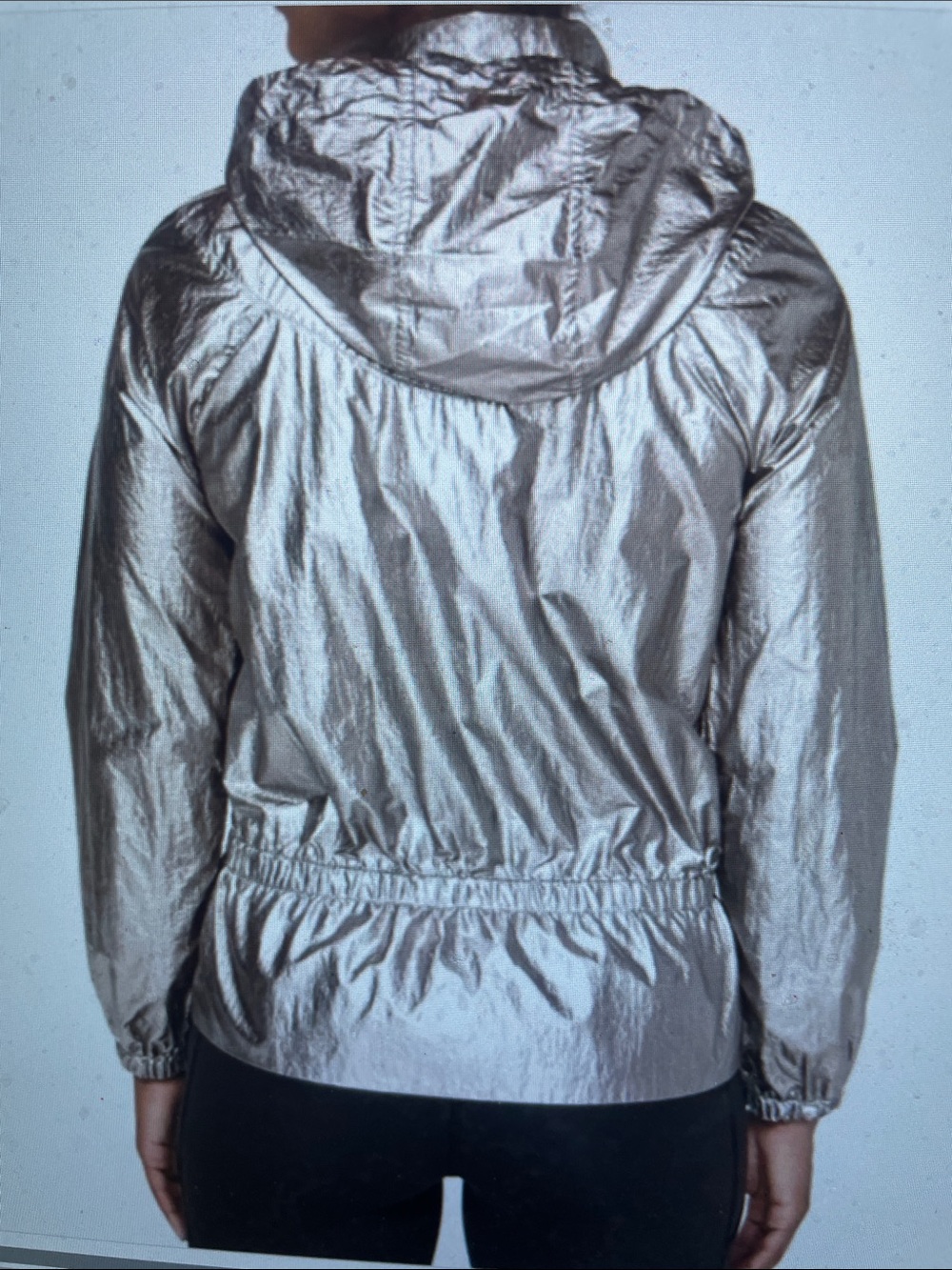 Lululemon* Barrys stronger as one Metallic Silver hooded Windbreaker coat - Picture 3 of 13